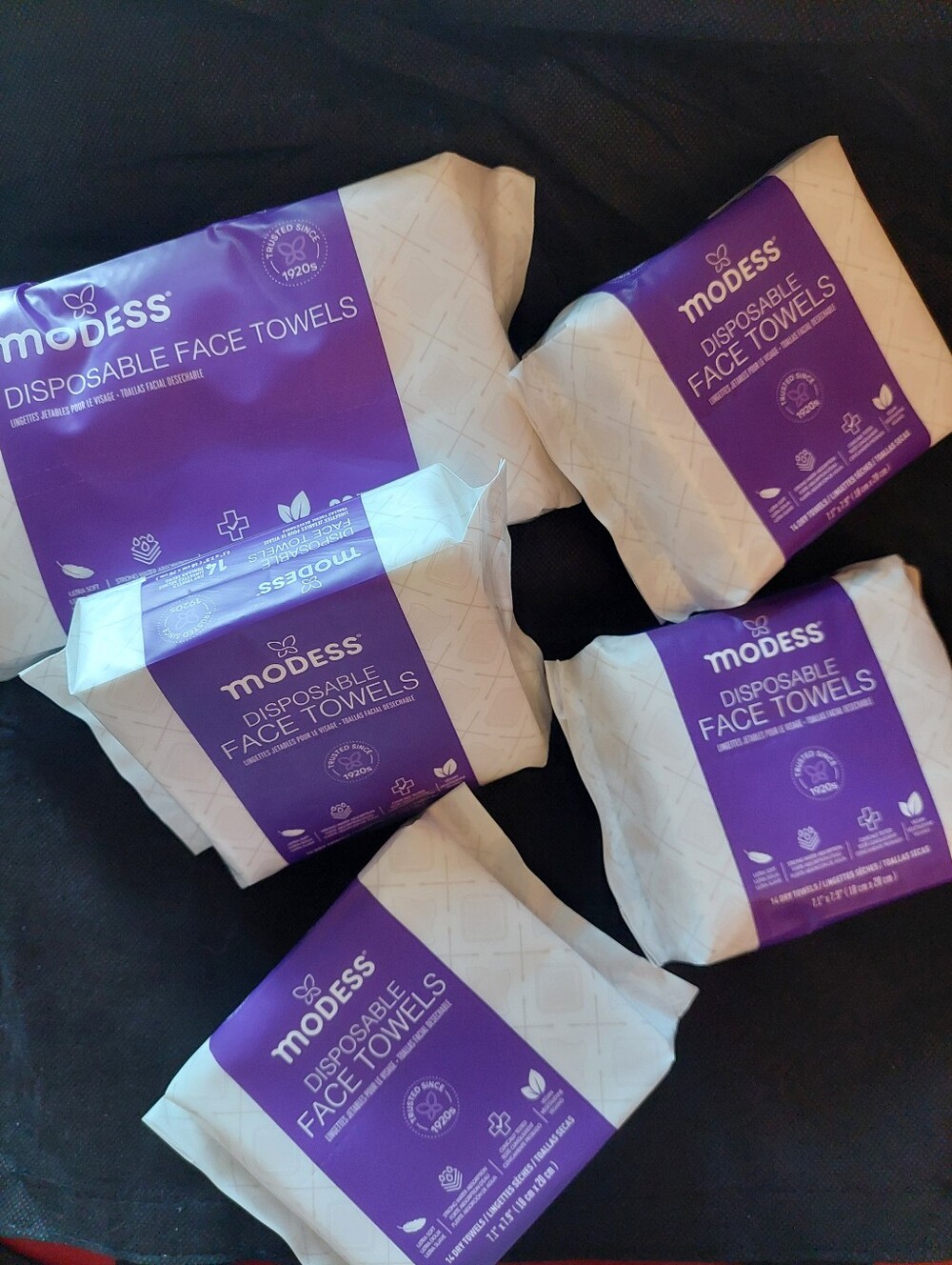 5 Pack Modess Dispsable FACE Towels Wet/Dry 4 TRAVEL Size Total 96